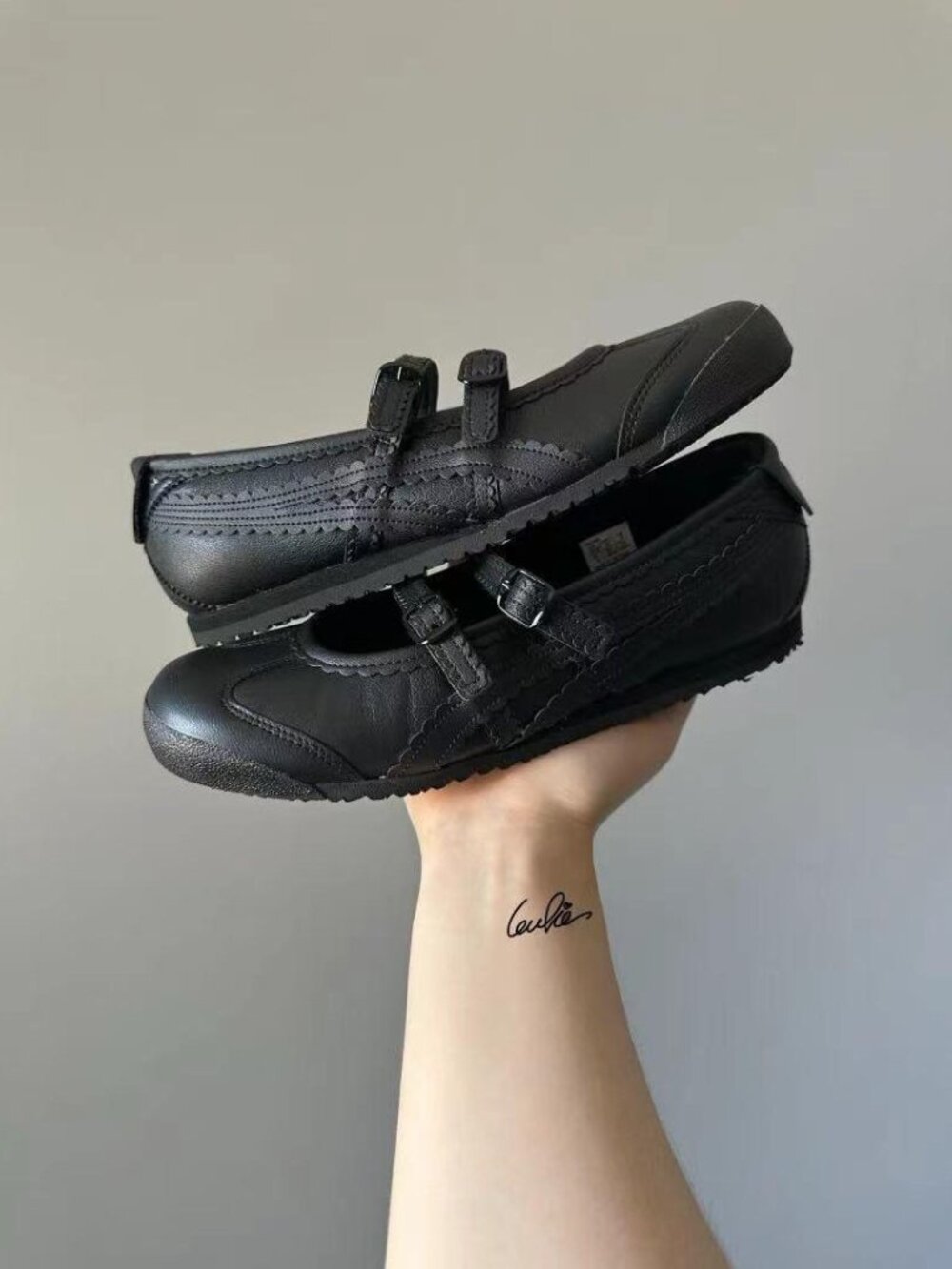 Onitsuka Tiger Black Double Strap Ballet Shoes Women